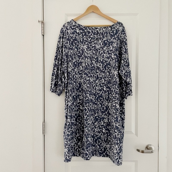 J. Jill Pure Jill Modal Cotton Marbled Gray Printed Shift Dress Casual 4X - Picture 2 of 6